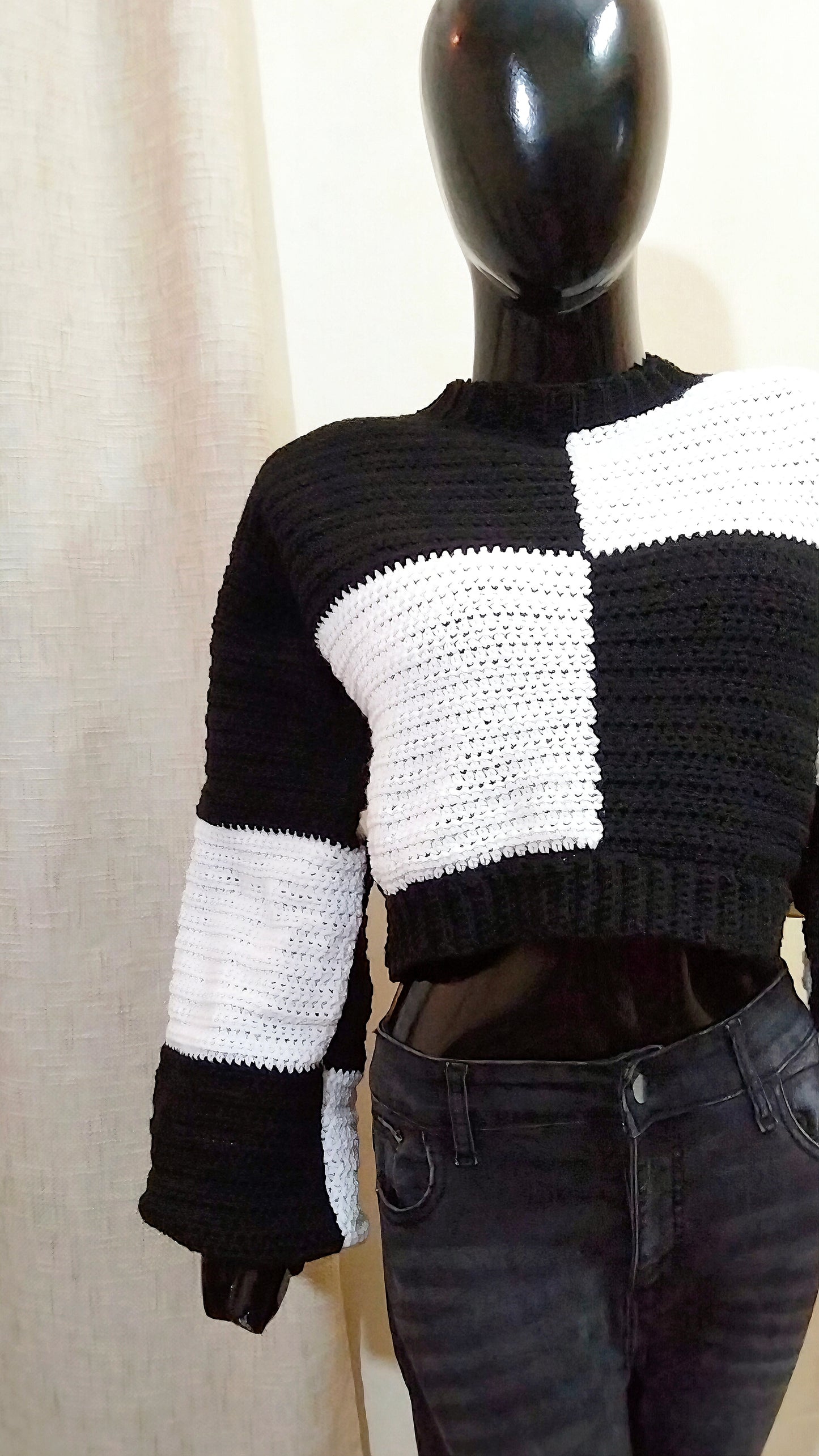 Patchwork Crop Sweater